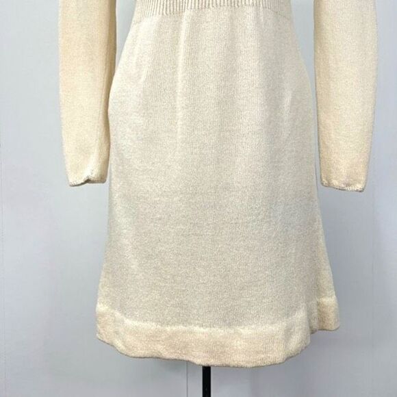 Vintage 80s Pat Sandler Wellmore Embellished Cream Sweater Dress Women’s 6 Zip - Picture 5 of 14